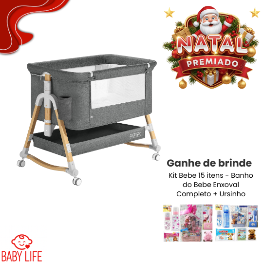 Berço Portátil HARPPA Cuddly + Kit Bebê 15 Itens – Enxoval Completo + Banho
