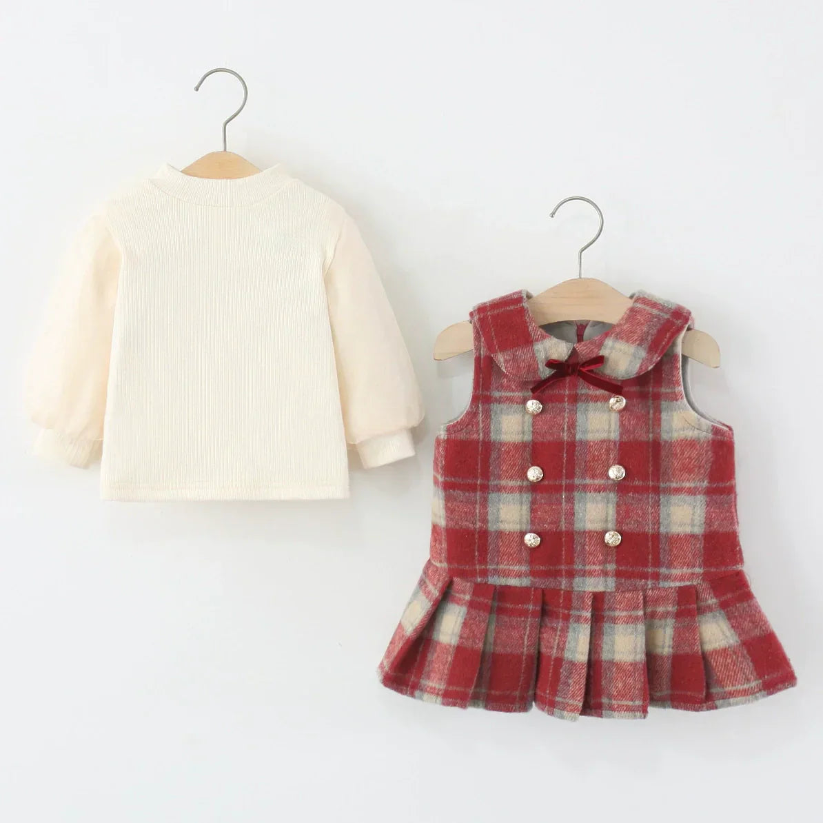 Vestido Infantil  Xadrez + Manga Longa