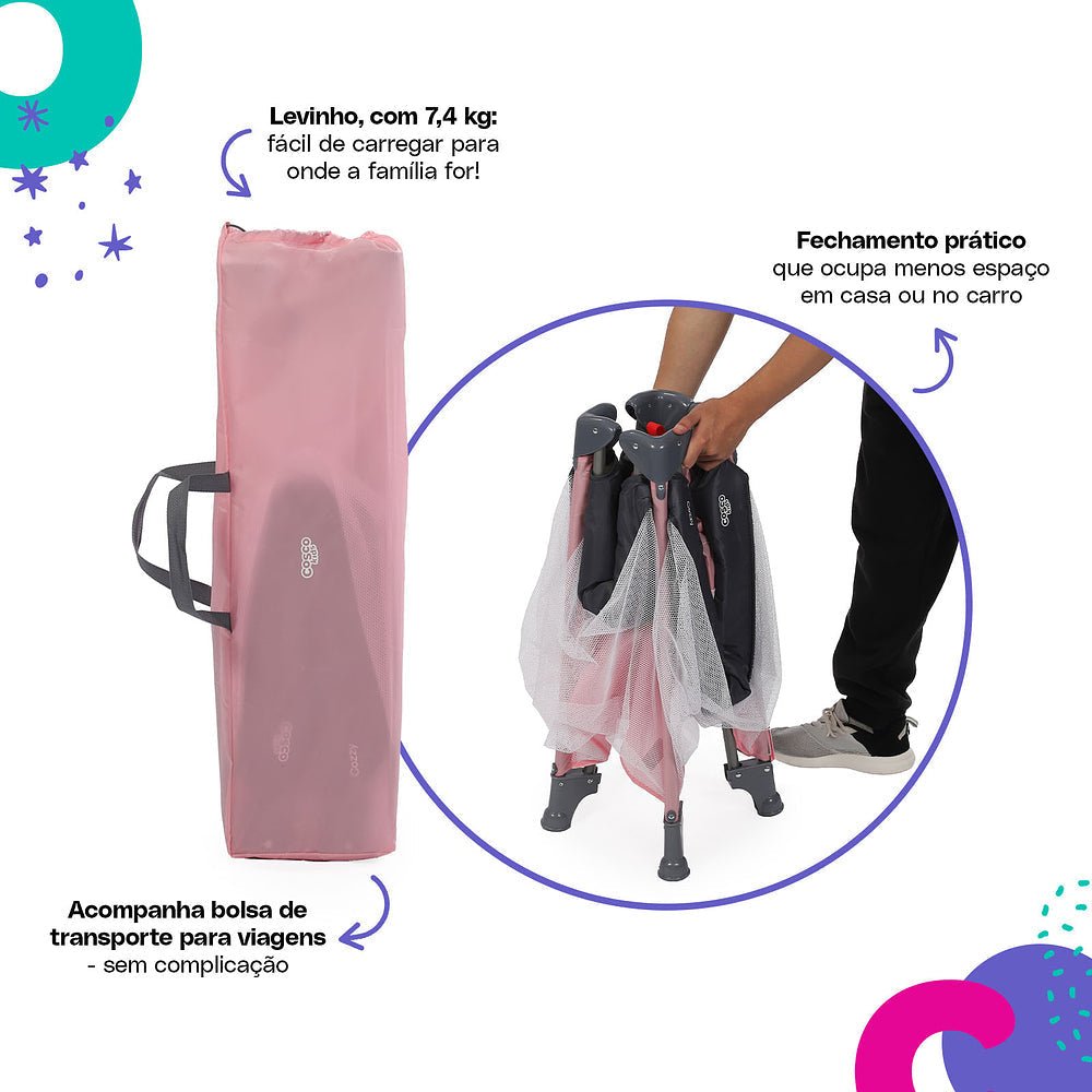 Berço Portátil Cozzy - BABYLIFEBerço PortátilMinha lojaBABYLIFEIMP02565Rosa PastelBerço Portátil Cozzy