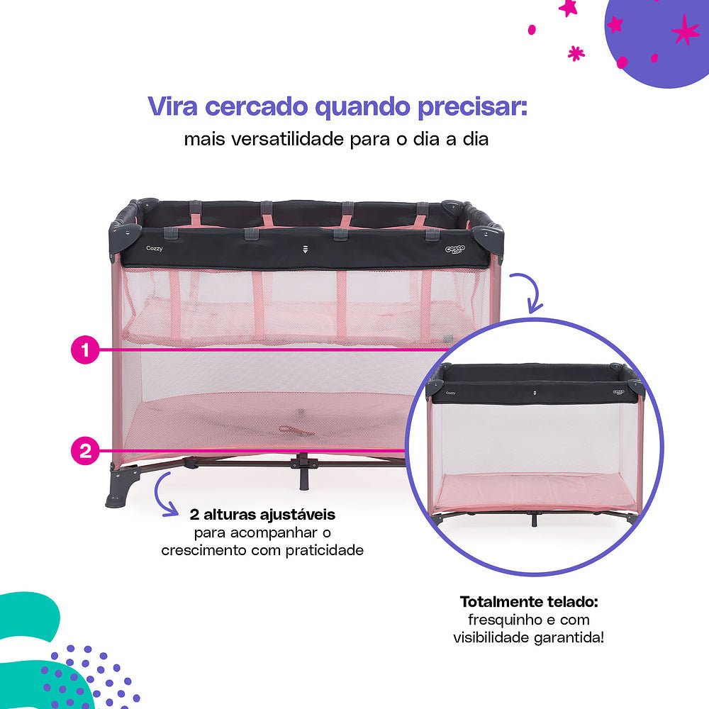 Berço Portátil Cozzy - BABYLIFEBerço PortátilMinha lojaBABYLIFEIMP02565Rosa PastelBerço Portátil Cozzy