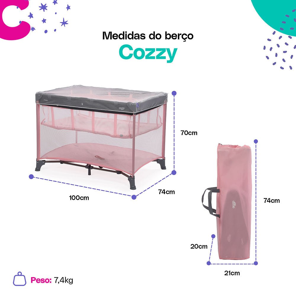 Berço Portátil Cozzy - BABYLIFEBerço PortátilMinha lojaBABYLIFEIMP02565Rosa PastelBerço Portátil Cozzy