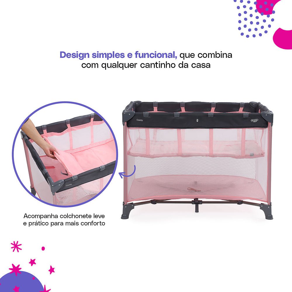 Berço Portátil Cozzy - BABYLIFEBerço PortátilMinha lojaBABYLIFEIMP02565Rosa PastelBerço Portátil Cozzy