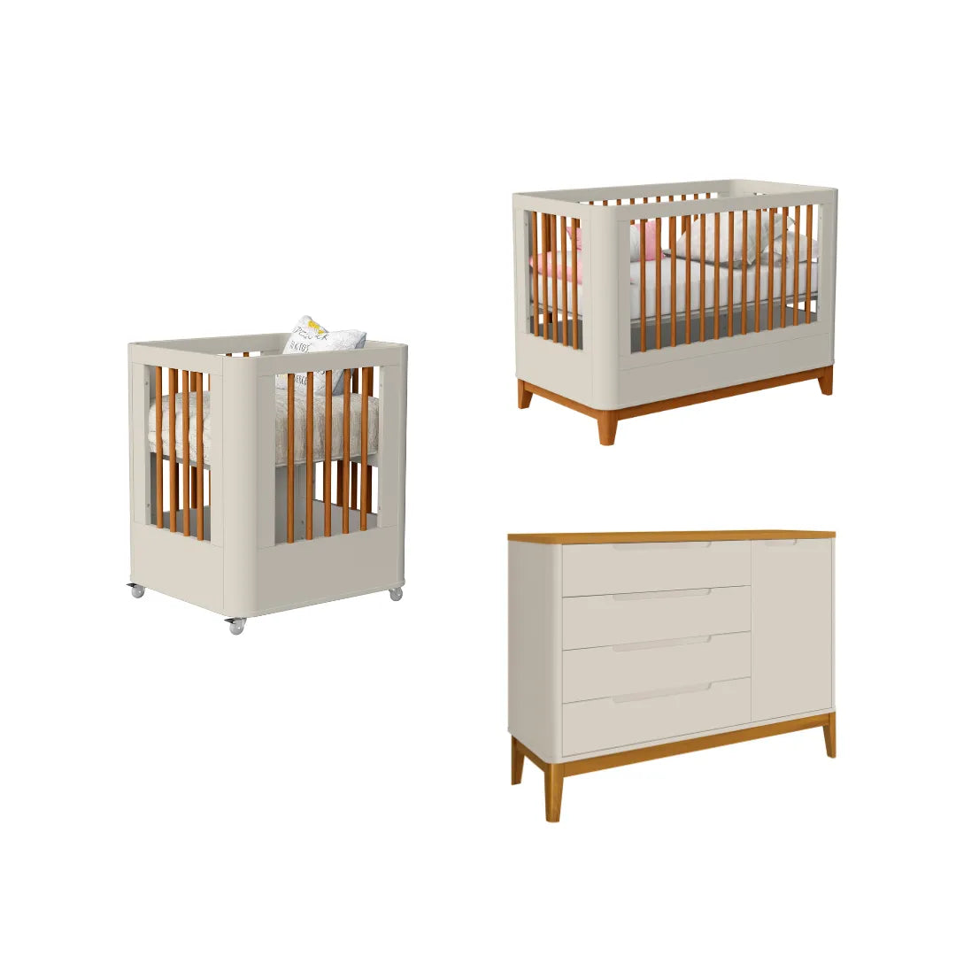 Berço Boom Slim 3 em 1 e Cômoda Boom Classic Móveis Reller