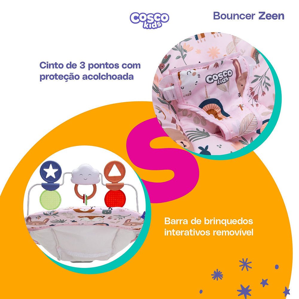 Cadeira de Descanso Bouncer Zeen - BABYLIFEBouncerMinha lojaBABYLIFEIMP02453Rosa FlorestaCadeira de Descanso Bouncer Zeen