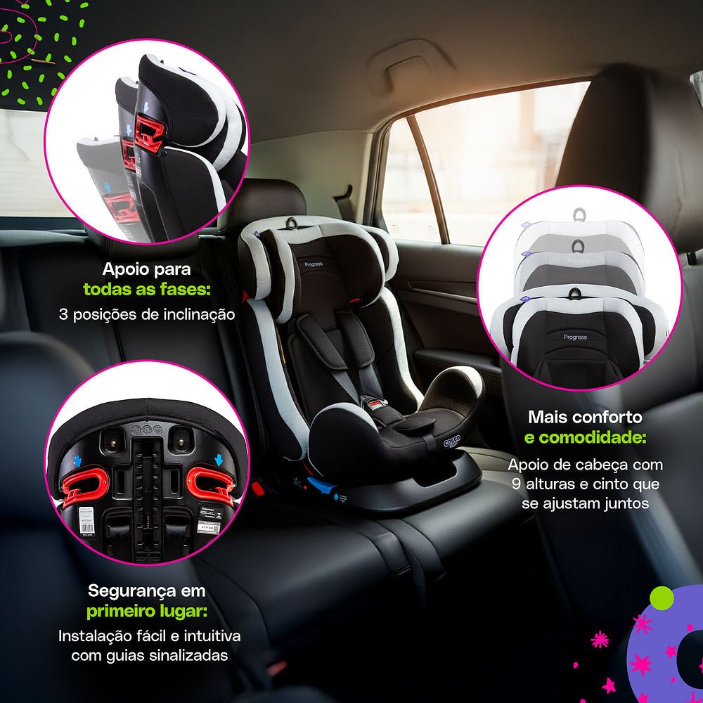 Cadeirinha Progress - BABYLIFECadeira para AutoMinha lojaBABYLIFEIMP02285Preto BronzeCadeirinha Progress