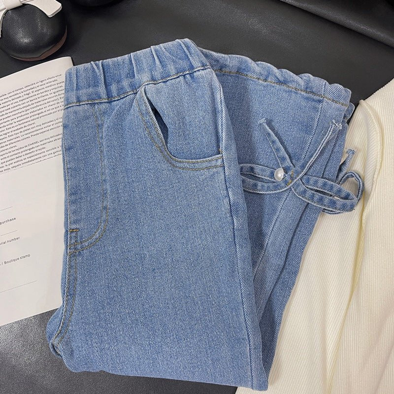 Calça Infantil Feminina Jeans Lacinhos - BABYLIFEBabyLifeBABYLIFE6 - 12 MesesCalça Infantil Feminina Jeans Lacinhos