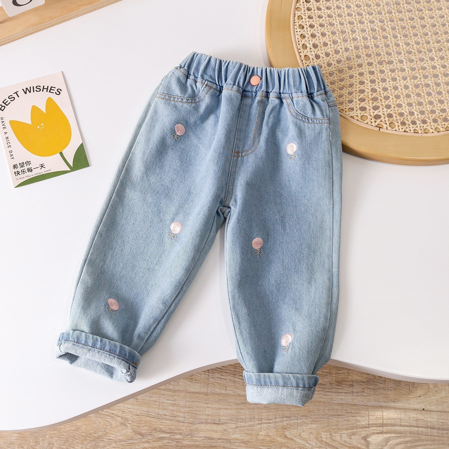 Calça Infantil Feminina Jeans Pirulitinho - BABYLIFEBabyLifeBABYLIFE1 - 2 AnosCalça Infantil Feminina Jeans Pirulitinho