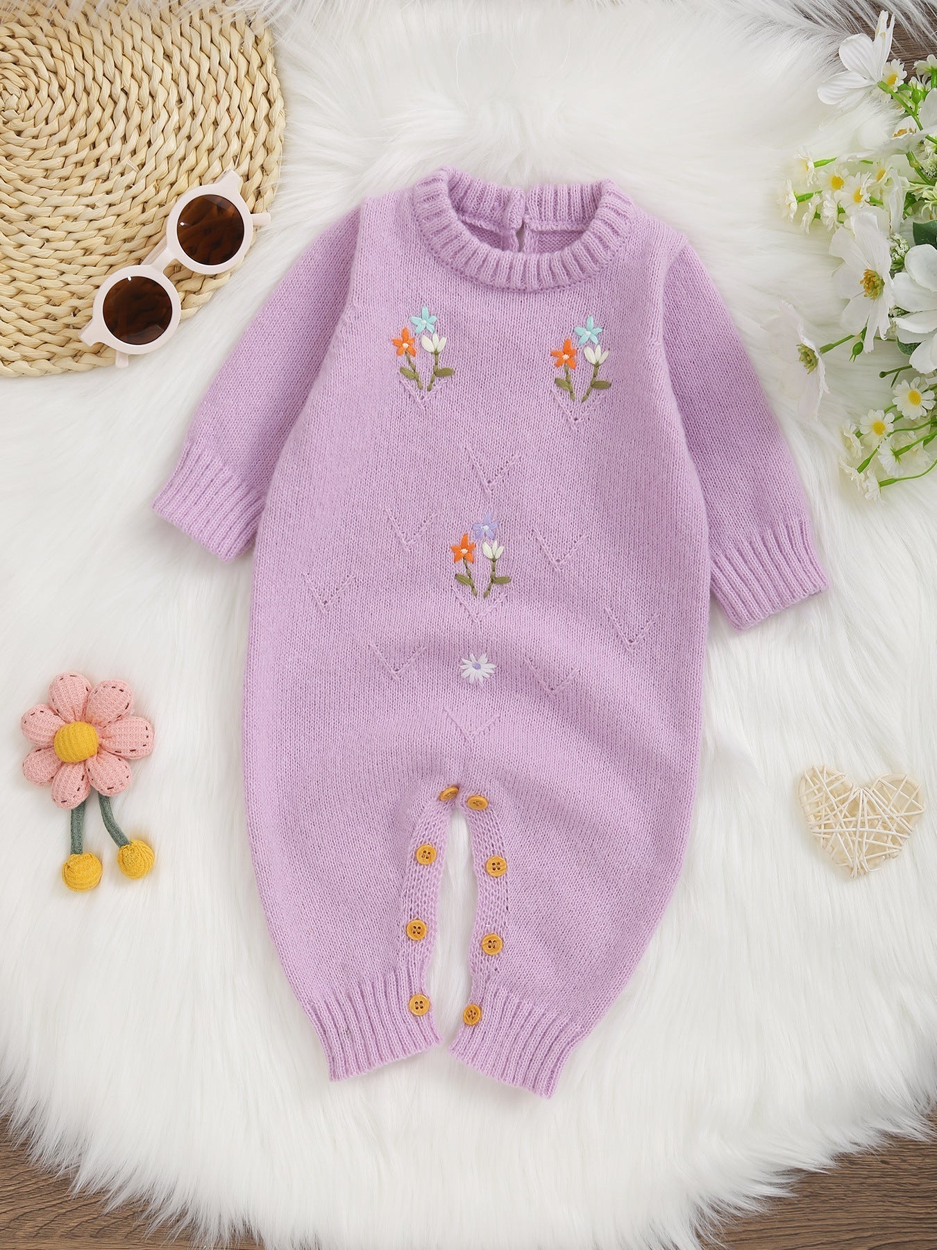 Macacão Infantil De Tricô Florzinhas - BABYLIFEBabyLifeBABYLIFERoxoMacacão Infantil De Tricô Florzinhas0 - 1 Mes