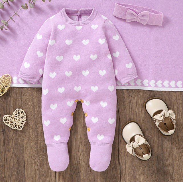 Macacão Infantil Feminino de Tricõ Corações - BABYLIFEBabyLifeBABYLIFERoxoMacacão Infantil Feminino de Tricõ Corações0 - 1 Mês