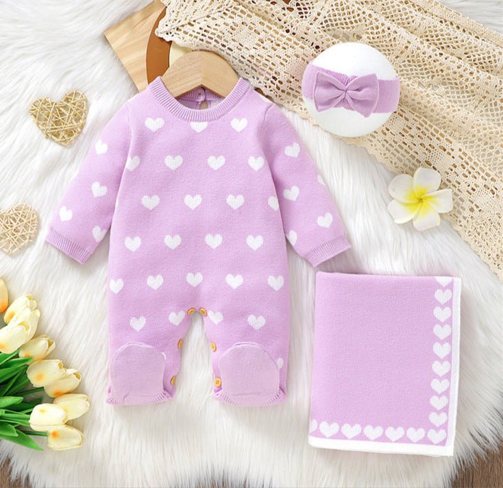 Macacão Infantil Feminino de Tricõ Corações - BABYLIFEBabyLifeBABYLIFERoxoMacacão Infantil Feminino de Tricõ Corações0 - 1 Mês