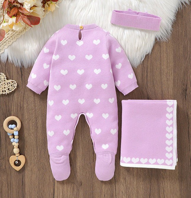 Macacão Infantil Feminino de Tricõ Corações - BABYLIFEBabyLifeBABYLIFERoxoMacacão Infantil Feminino de Tricõ Corações0 - 1 Mês