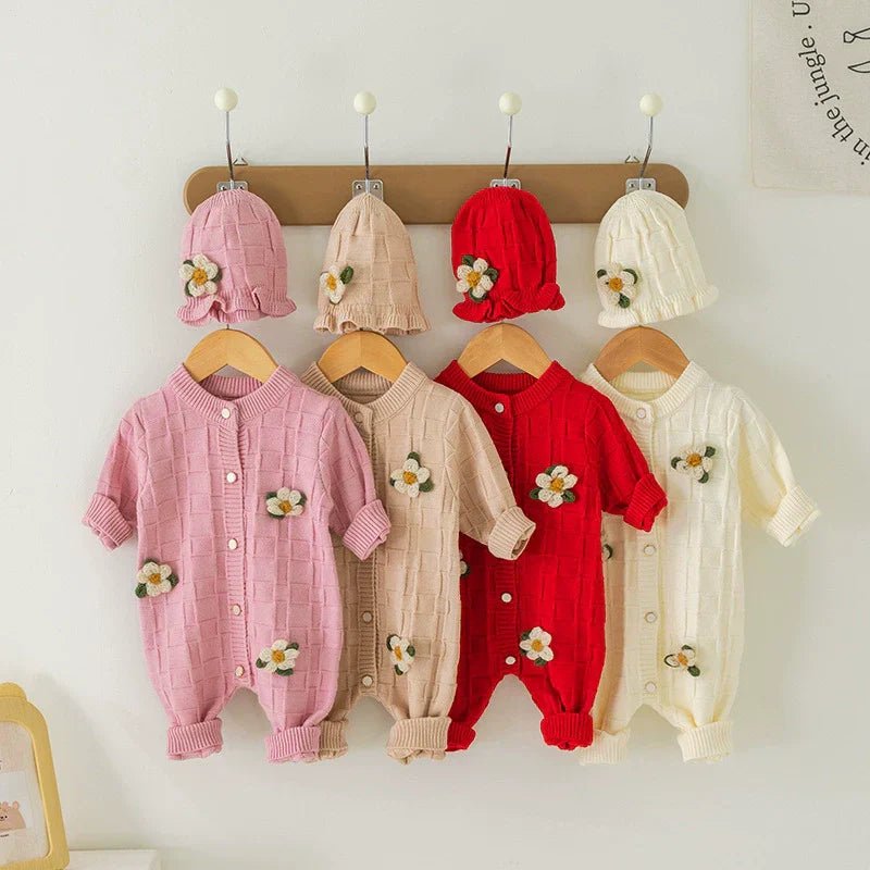 Macacão Infantil Feminino Tricô Flores - BABYLIFEBabyLifeBABYLIFERosaMacacão Infantil Feminino Tricô Flores3 - 5 Meses