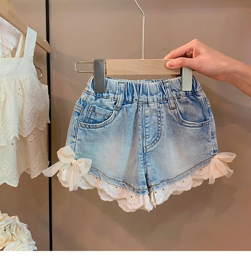 Shorts Infantil Feminino Jeans Lacinho - BABYLIFEBabyLifeBABYLIFE1 - 2 AnosShorts Infantil Feminino Jeans Lacinho