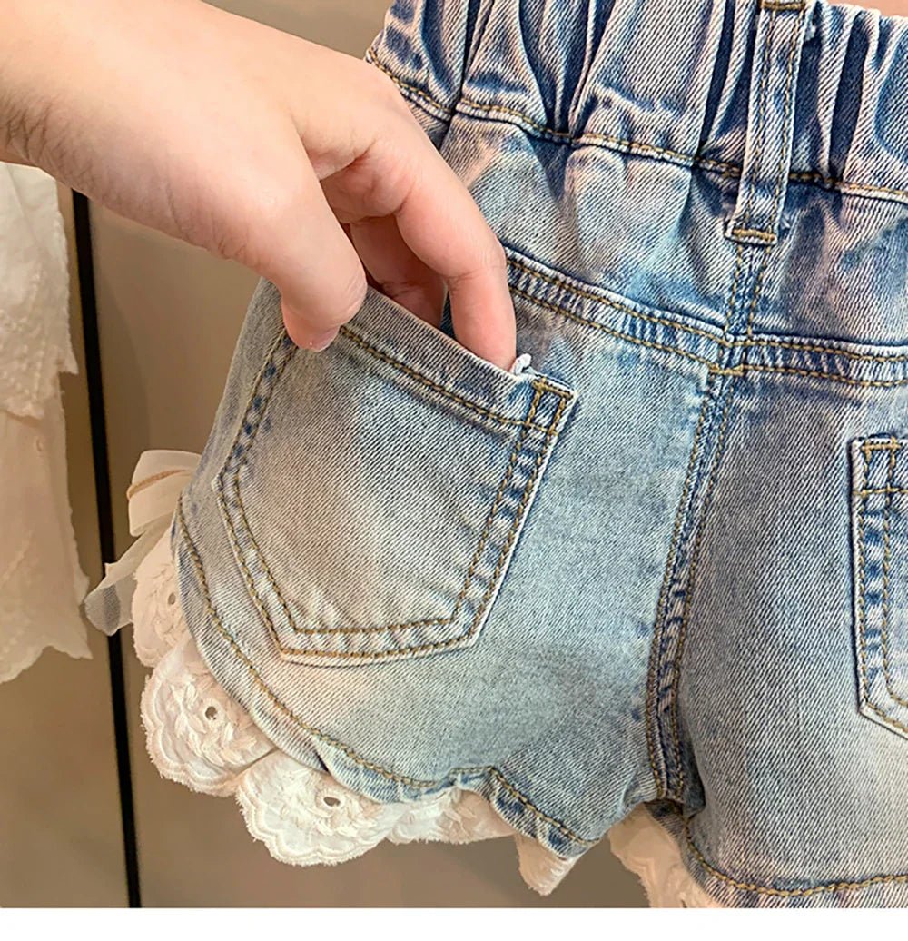 Shorts Infantil Feminino Jeans Lacinho - BABYLIFEBabyLifeBABYLIFE1 - 2 AnosShorts Infantil Feminino Jeans Lacinho