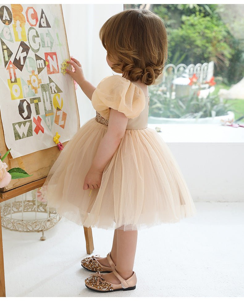 Vestido Infantil De Festa Lantejoulas e Tule - BABYLIFEBabyLifeBABYLIFEDouradoVestido Infantil De Festa Lantejoulas e Tule9 - 12 Meses