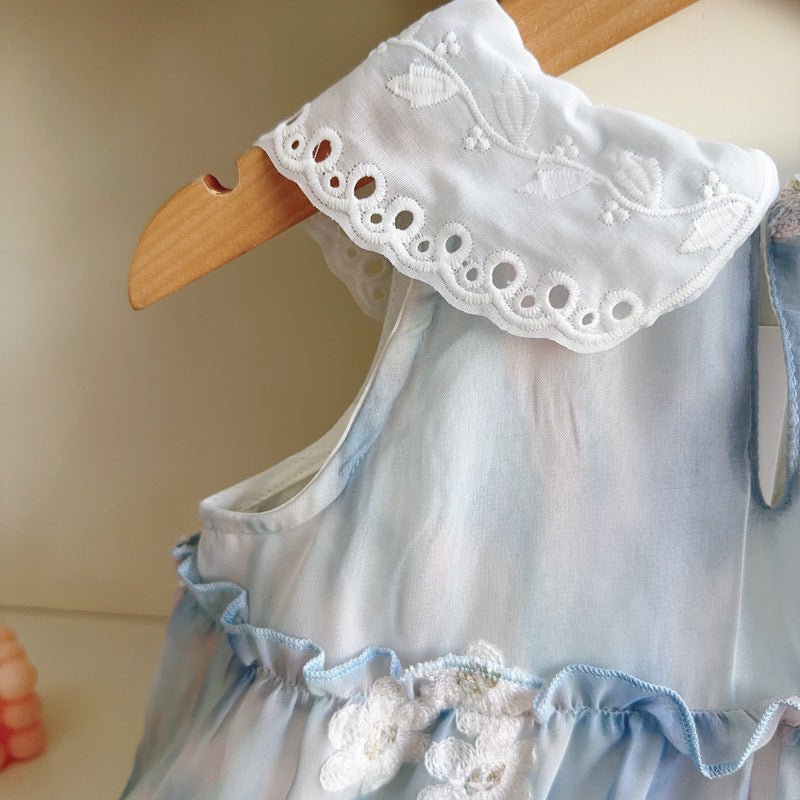 Vestido Infantil Gola Florzinhas - BABYLIFEBabyLifeBABYLIFEAzulVestido Infantil Gola Florzinhas1 - 2 Anos