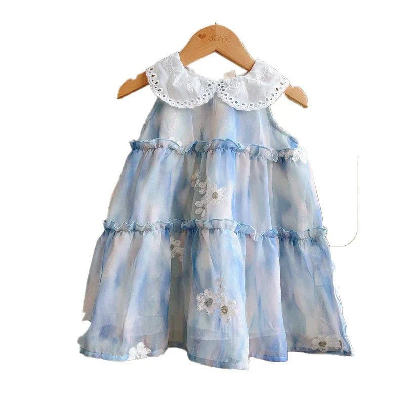 Vestido Infantil Gola Florzinhas - BABYLIFEBabyLifeBABYLIFEAzulVestido Infantil Gola Florzinhas1 - 2 Anos