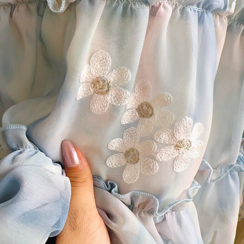 Vestido Infantil Gola Florzinhas - BABYLIFEBabyLifeBABYLIFEAzulVestido Infantil Gola Florzinhas1 - 2 Anos