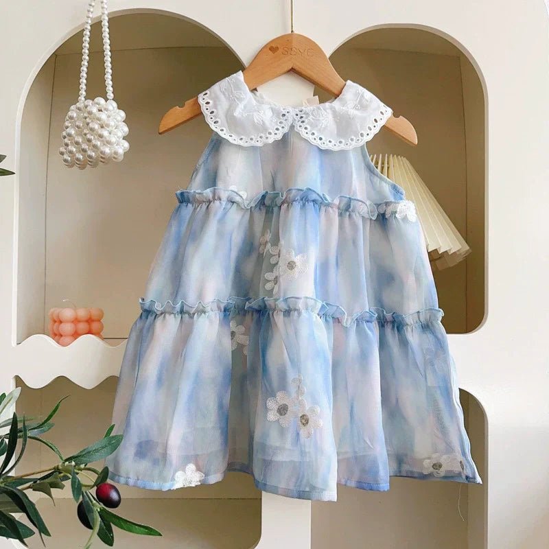 Vestido Infantil Gola Florzinhas - BABYLIFEBabyLifeBABYLIFEAzulVestido Infantil Gola Florzinhas1 - 2 Anos