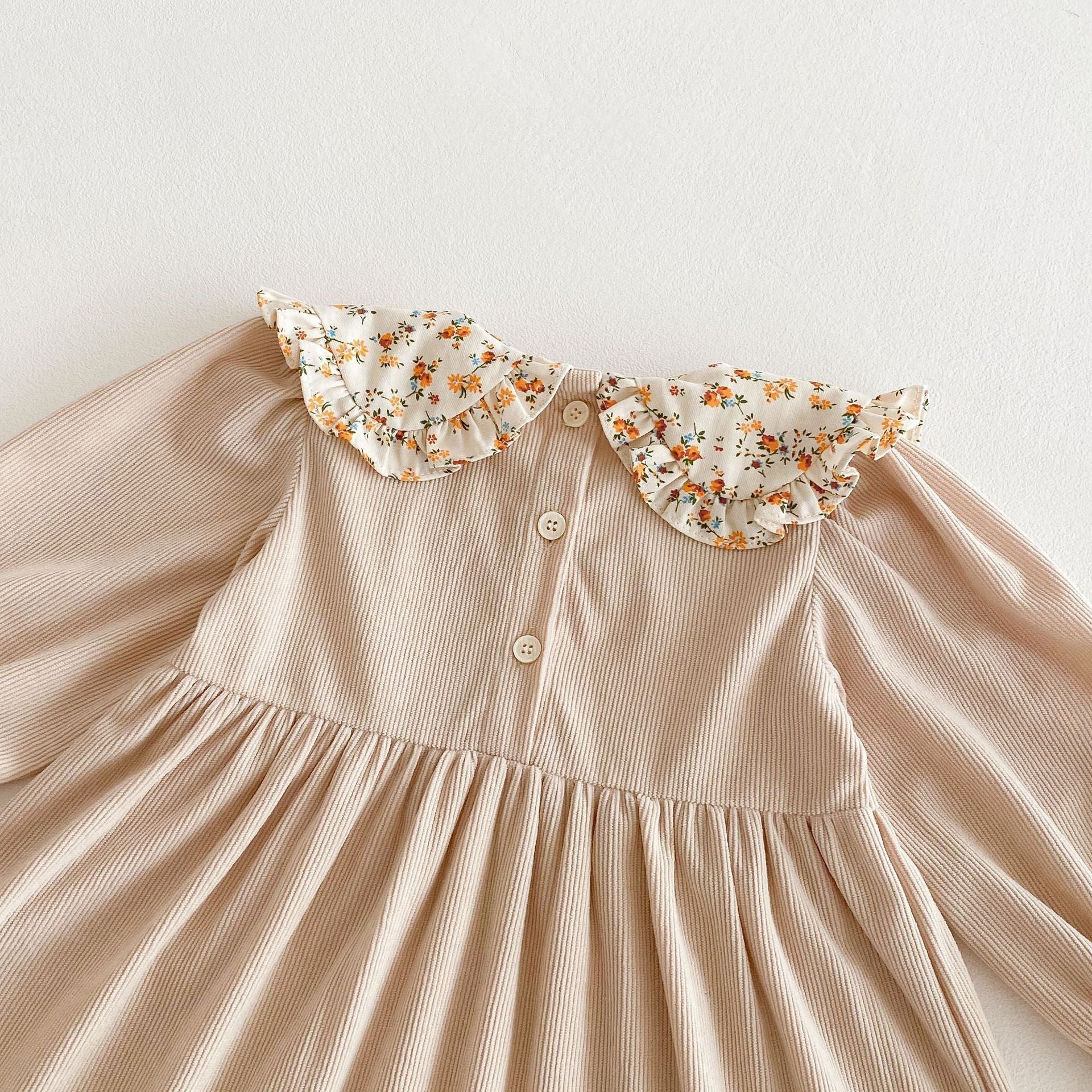 Vestido Infantil Gola Florzinhas - BABYLIFEBabyLifeBABYLIFEBegeVestido Infantil Gola Florzinhas6 - 12 Meses